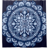 Rideaux De Douche Bohemian Navy Blue Tie Dye Mandala (Devant)