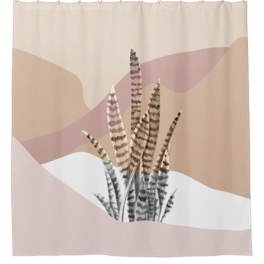 Rideaux De Douche Boho Abstrait Moderne Succulente (Devant)