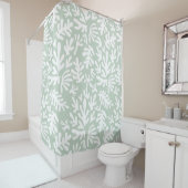 Rideaux De Douche Boho abstrait vert et blanc Motif moderne (En situation)