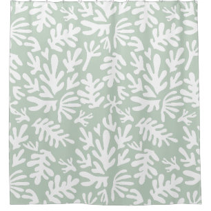 Rideaux De Douche Boho abstrait vert et blanc Motif moderne