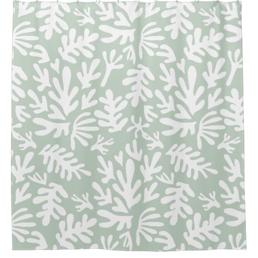 Rideaux De Douche Boho abstrait vert et blanc Motif moderne (Devant)