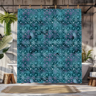 Rideaux De Douche Boho Aquarelle Iridescente Turquoise Turquoise vio