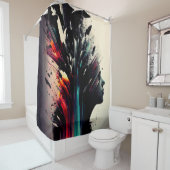 Rideaux De Douche Boho art abstrait avec visage de fille (En situation)