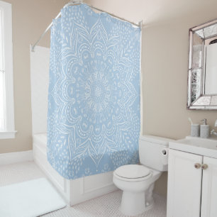 Rideaux De Douche Boho Baby Blue Mandala
