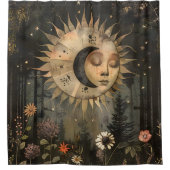 Rideaux De Douche Boho Celestial Sun Moon Wildflower Garden (Devant)