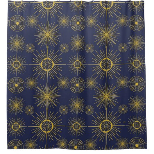 Rideaux De Douche Boho Celestial Sun Stars Motif bleu (Devant)