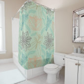 Rideaux De Douche Boho-Chic Mint Floral Blossom Motif (En situation)