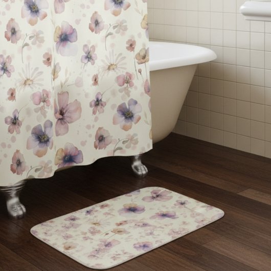 Rideaux De Douche Boho Cream Blush Watercolor Wildflower