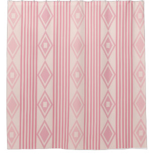 Rideaux De Douche Boho Diamonds Stripes Vanille Rose