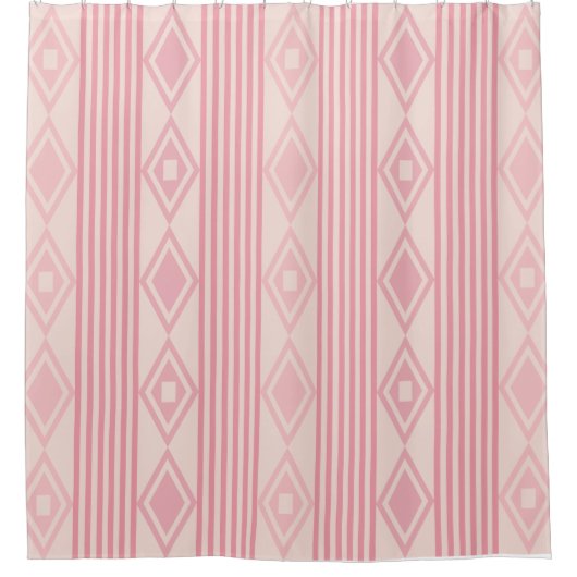 Rideaux De Douche Boho Diamonds Stripes Vanille Rose (Devant)