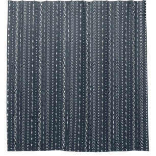 Rideaux De Douche Boho Farmhouse Flèche Rayure Géométrique Bleu Fonc