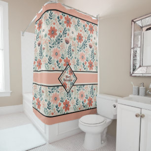 Rideaux De Douche Boho fleuri teintes muettes personnalisées