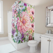 Rideaux De Douche Boho fleurs florales de jardin illustration modern (En situation)