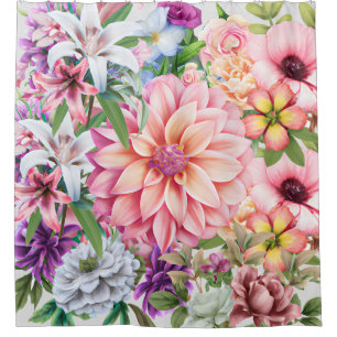 Rideaux De Douche Boho fleurs florales de jardin illustration modern