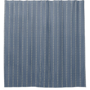 Rideaux De Douche Boho géo lignes simples beige denim bleu rustique