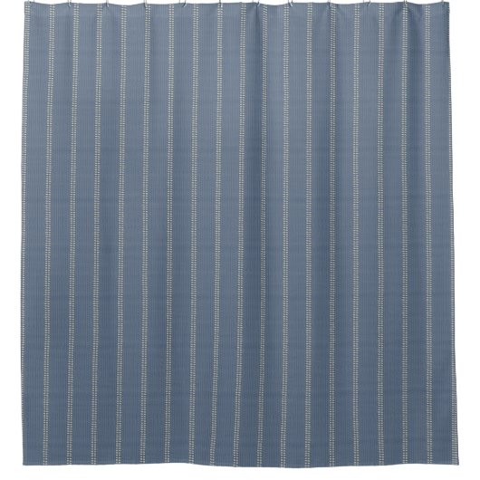 Rideaux De Douche Boho géo lignes simples beige denim bleu rustique (Devant)