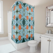 Rideaux De Douche Boho Géométrique Diamant Bleu (En situation)