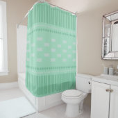 Rideaux De Douche Boho Lignes Scandinaves Points Mint Vert (En situation)