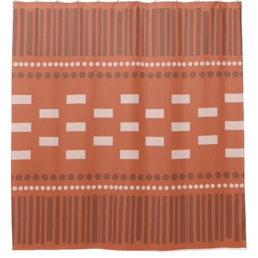 Rideaux De Douche Boho Lignes Scandinaves Points Rouille (Devant)