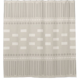 Rideaux De Douche Boho Lignes Scandinaves Points Taupe