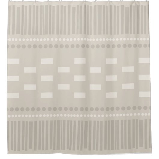 Rideaux De Douche Boho Lignes Scandinaves Points Taupe (Devant)