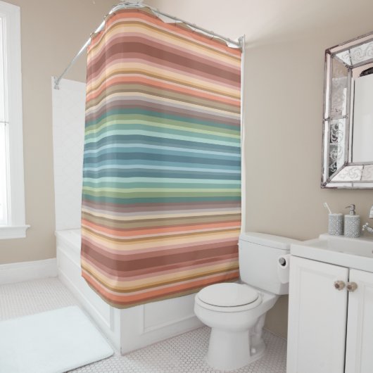 Rideaux De Douche Boho Modern Chic Stripes (En situation)
