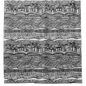 Rideaux De Douche Boho moderne Motif noir et blanc Bandes Doodles (Devant)
