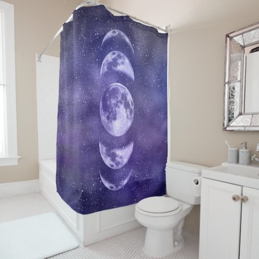 Rideaux De Douche Boho Moon Phases Space Motif céleste (En situation)
