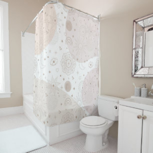 Rideaux De Douche Boho Neutral Space Doodles Design esthétique