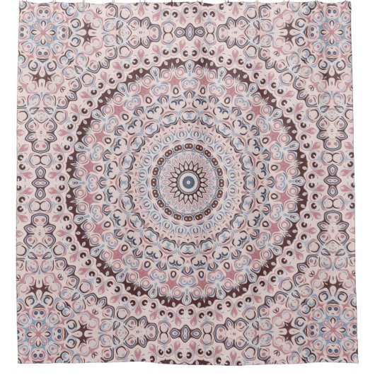 Rideaux De Douche Boho Pink and Blue Mandala Pattern (Devant)