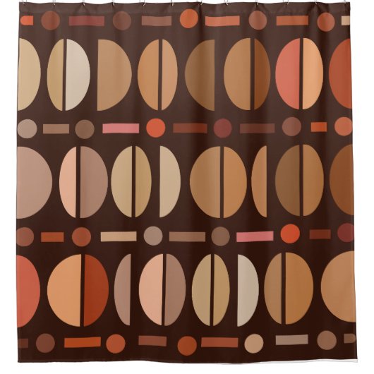 Rideaux De Douche Boho Retro Bowles Motifs Tons Sombres Terre (Devant)