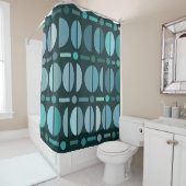 Rideaux De Douche Boho Retro Bowls Motif Turquoise (En situation)