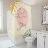 Rideaux De Douche Boho Rose Cercle Rose Et Soleil (En situation)