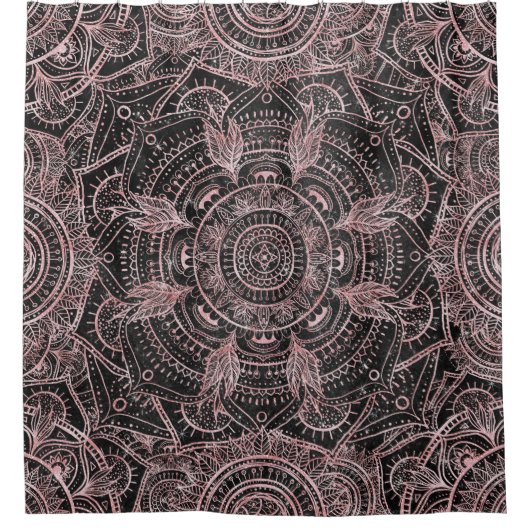 Rideaux De Douche Boho Rose Gold Grey Mandala Design élégant (Devant)