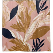 Rideaux De Douche Boho rose vif Feuilles Collection moderne (Devant)