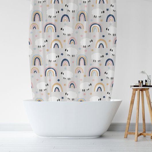 Rideaux De Douche Boho Sheep Rainbow Print