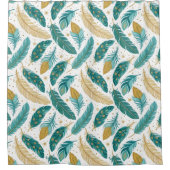 Rideaux De Douche Boho Turquoise et or plumes (Devant)