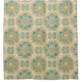 Rideaux De Douche Boho Turquoise et Sable Beige Mandala (Devant)