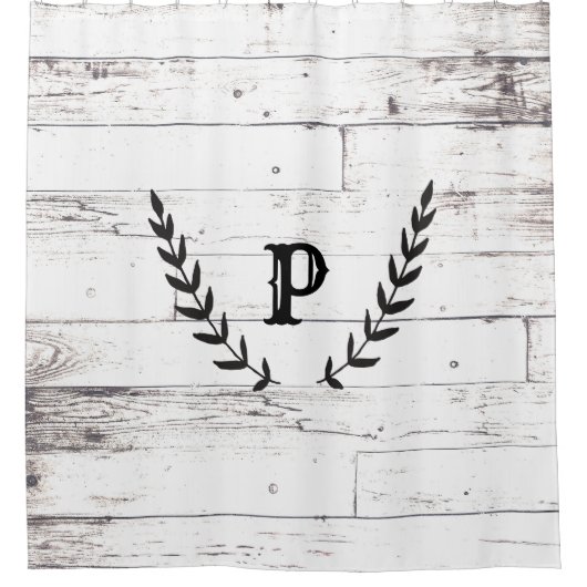 Rideaux De Douche Bois blanc rustique Shabby Chic Laurel Pays (Devant)
