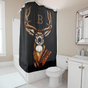 Rideaux De Douche Bois Bois Cerf Rustique Pays Personnalisé