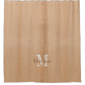 Rideaux De Douche Bois brun clair grain Monogramme personnalisé (Devant)