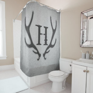 Rideaux De Douche Bois de cerf rustique gris faux burlap chic campag
