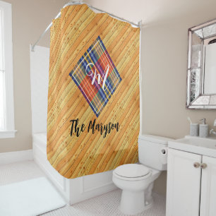 Rideaux De Douche Bois de ferme rustique, Nom De Famille Monogrammé
