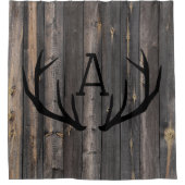 Rideaux De Douche Bois foncé rustique Antlers Monogramme (Devant)