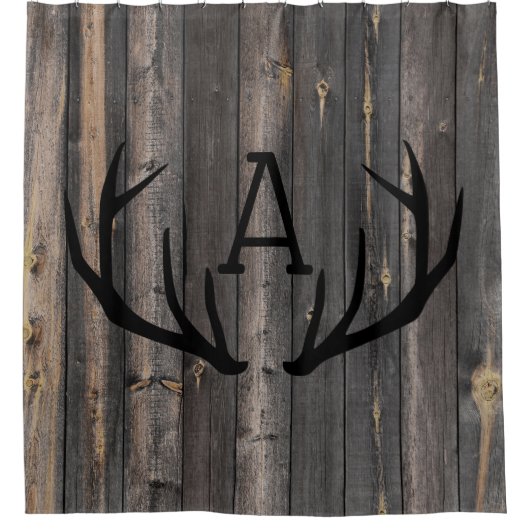 Rideaux De Douche Bois foncé rustique Antlers Monogramme (Devant)
