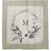 Rideaux De Douche Bois rustique Agritourisme Aquarelle Wreath Floral (Devant)