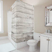 Rideaux De Douche Bois vieux sans couture : Arrière - plan mural tex (En situation)