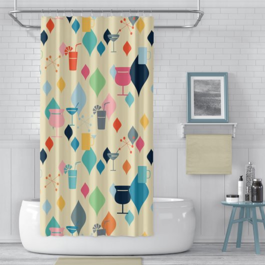 Rideaux De Douche Boissons Modernes Du Milieu Du Siècle