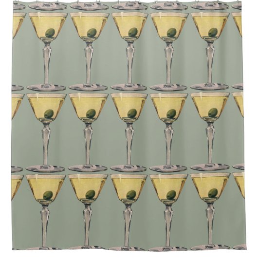 Rideaux De Douche Boissons Vintage, Cocktail Martini Olive (Devant)