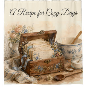 Rideaux De Douche Boîte de recettes anciennes Cuisine de cottage